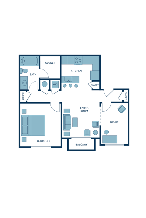 a floor plan of a unit with two bedrooms and two baths